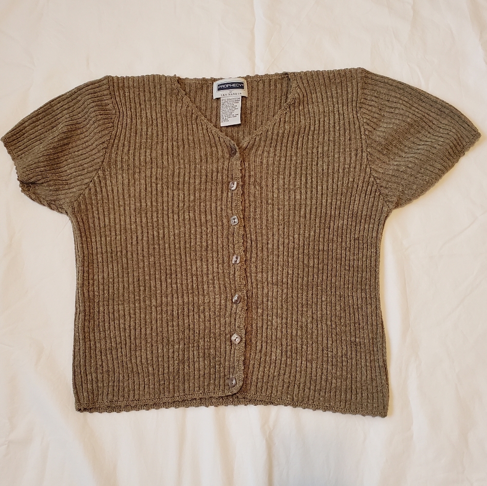 Sag Harbor Button Down Knit Top, Size XL
